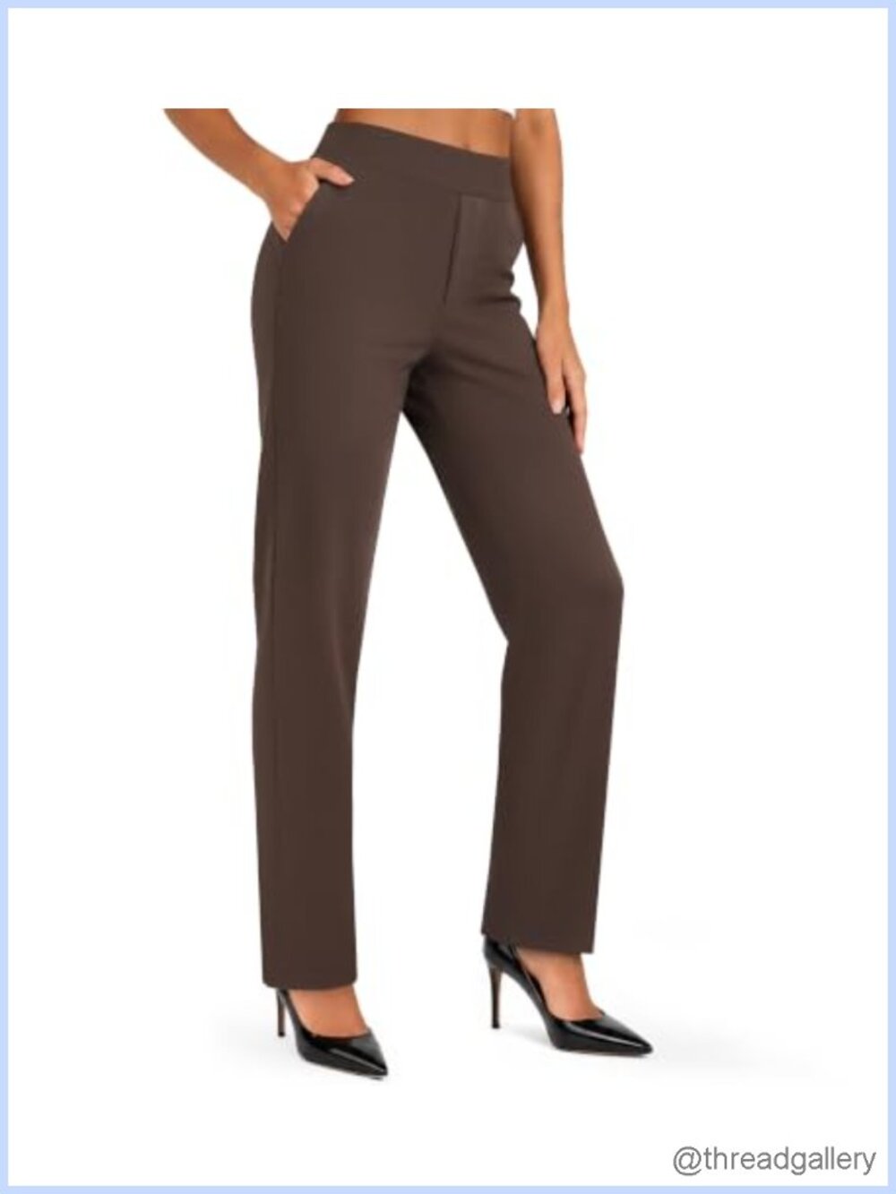 Womens Straight Leg Dress Pants with Pockets Business Casual Trousers